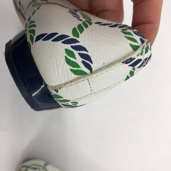 Tory Burch Maritime ankle wrap white navy green ballet flats 6.5 Isle - Picture 11 of 16